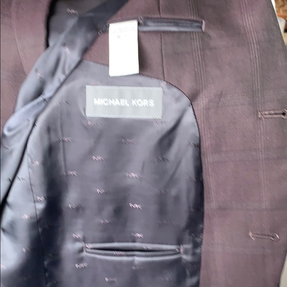 MICHAEL Michael Kors Men's Burgundy Plaid Coat - Picture 6 of 7